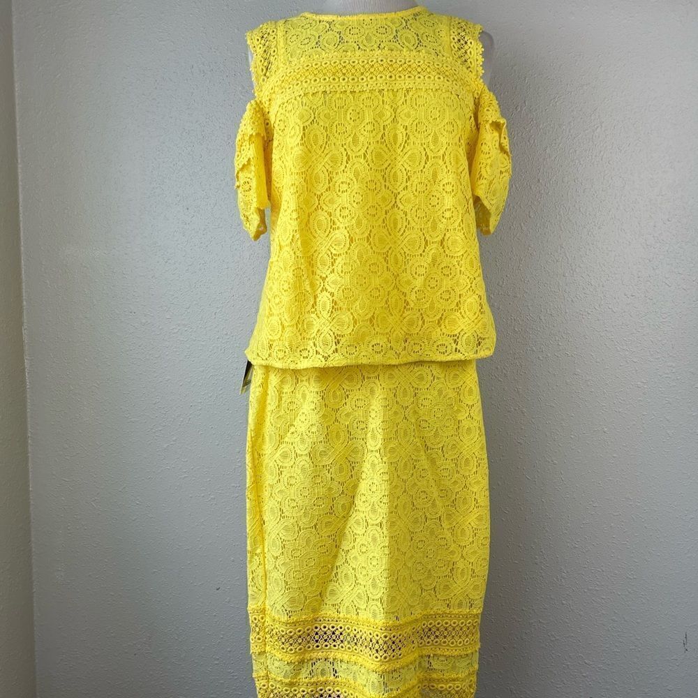 NWT Project Runway Yellow Two Piece Matching Top and Dress Size 12